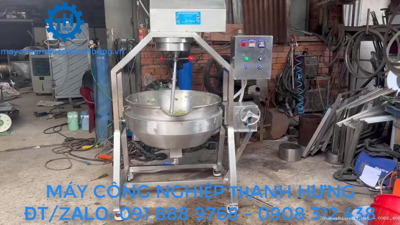 Chảo xào nhân công nghiệp đa năng 100 lít 5 lớp inox 304 cánh khuấy lệch tâm
