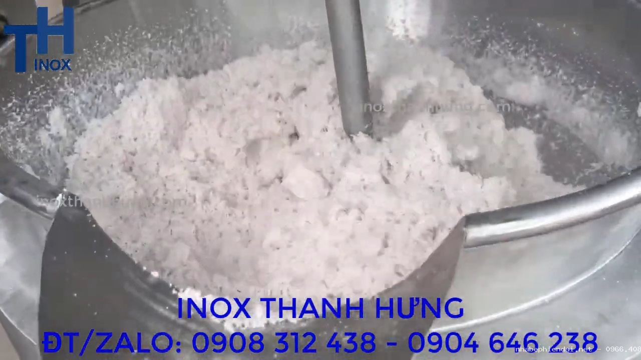 Chảo xào nhân dừa nạo 50L inox – Chảo sên nhân bánh trung thu, gia nhiệt cách thủy 5 lớp