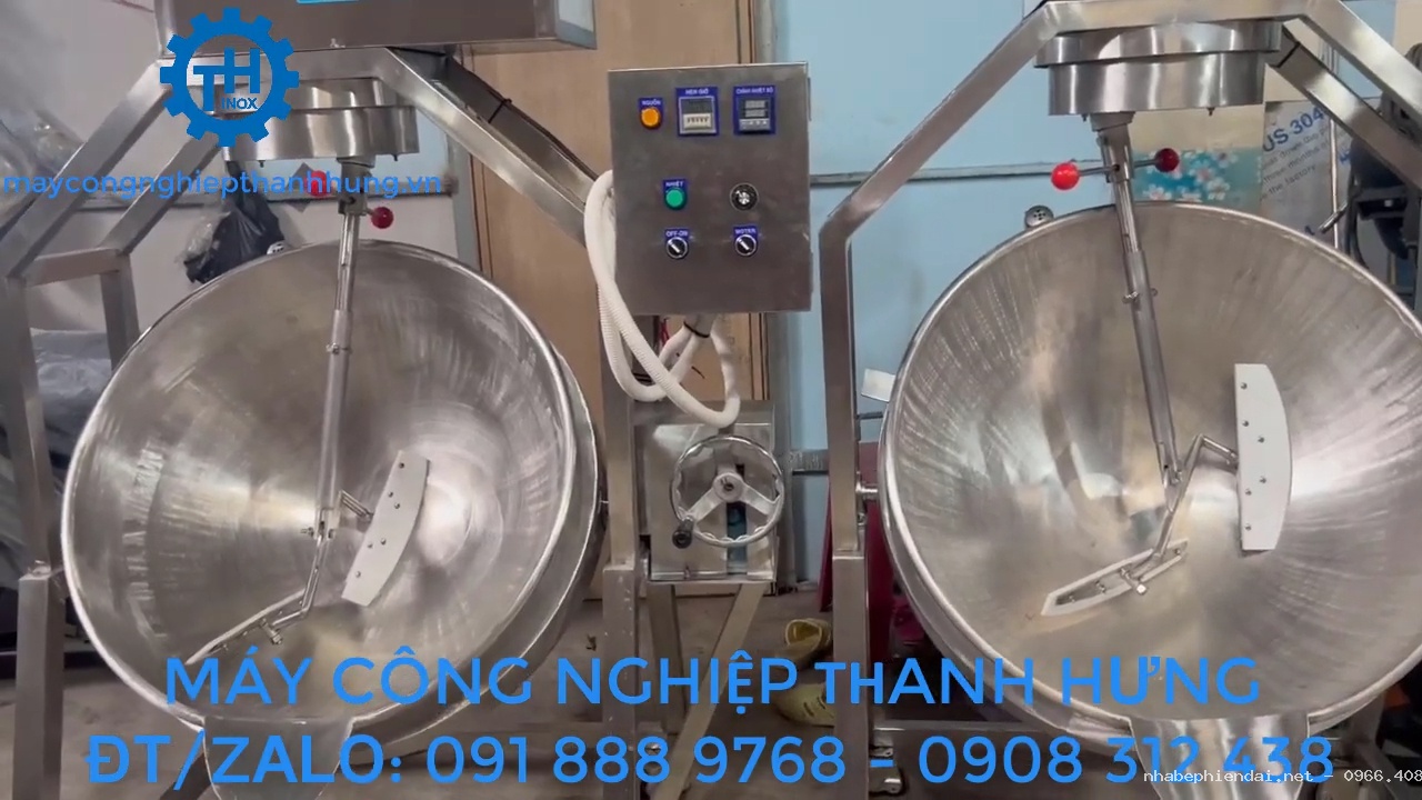 Chảo xào nhân công nghiệp 100L gia nhiệt cách thủy – Chảo sên nhân bánh điện 1 pha, 3 pha