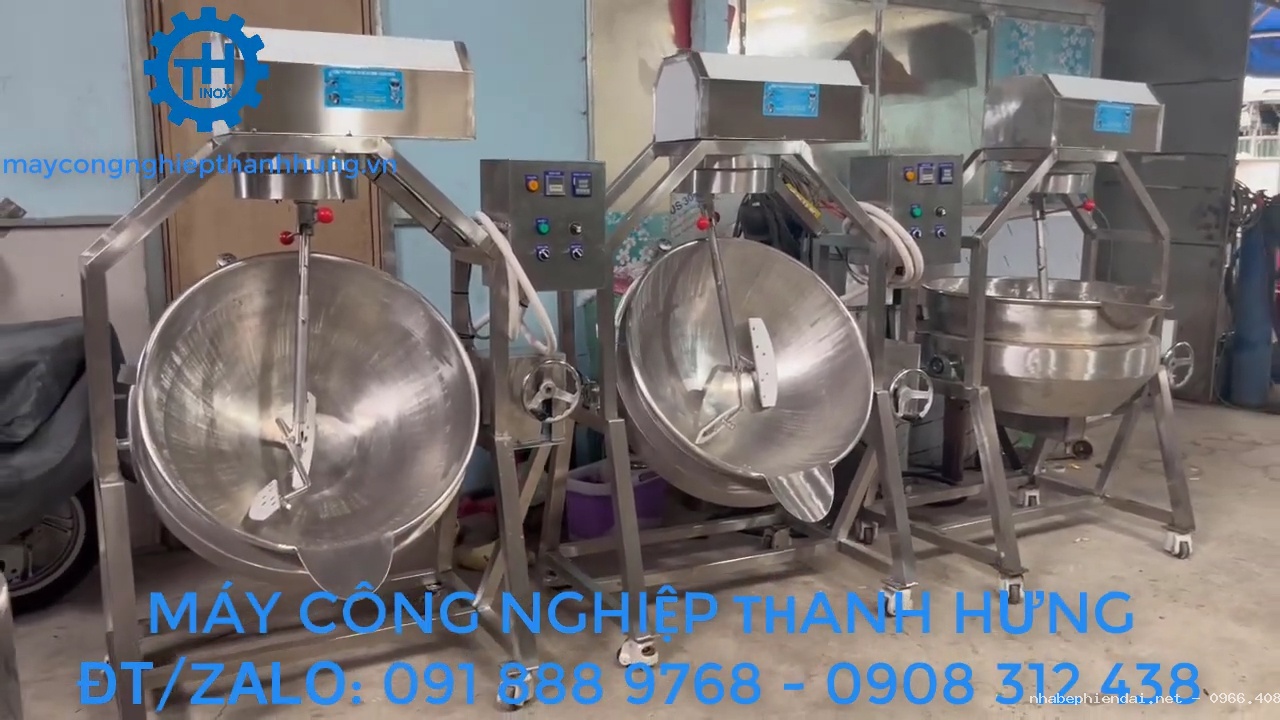 Chảo xào nhân công nghiệp 100L gia nhiệt cách thủy – Chảo sên nhân bánh điện 1 pha, 3 pha