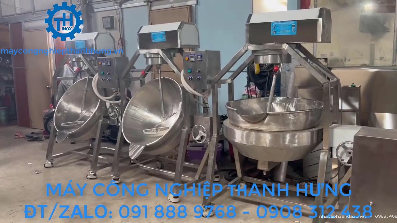 Chảo xào nhân công nghiệp 100L gia nhiệt cách thủy – Chảo sên nhân bánh điện 1 pha, 3 pha