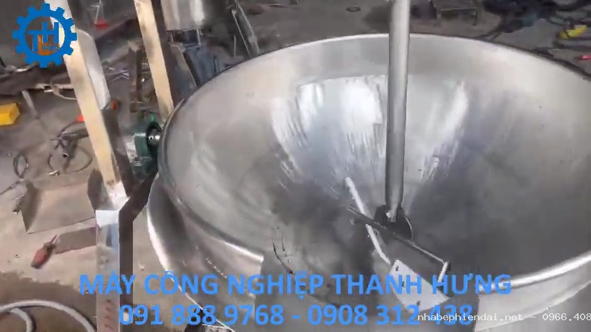Chảo xào nhân bánh trung thu công nghiệp 100L – Cánh khuấy lệch tâm, gia nhiệt cách thủy