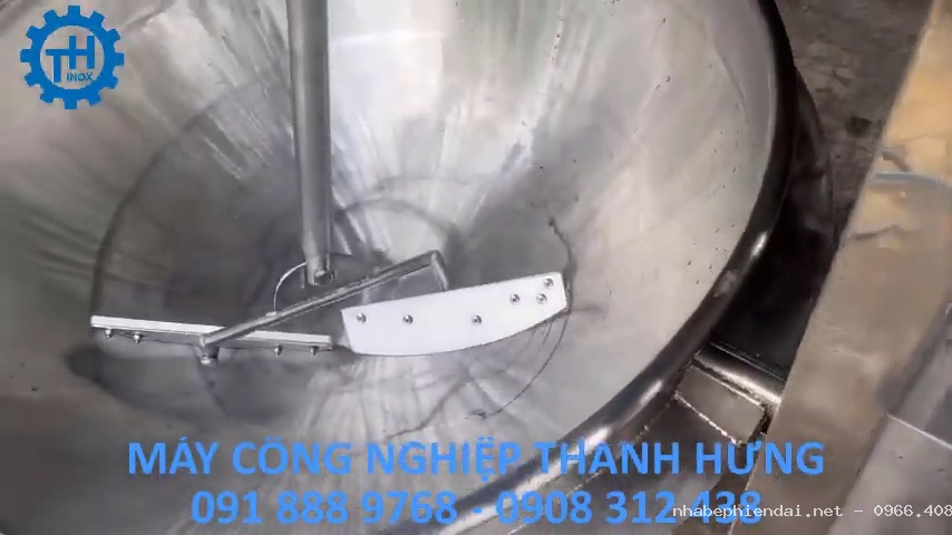 Chảo xào nhân bánh trung thu công nghiệp 100L – Cánh khuấy lệch tâm, gia nhiệt cách thủy