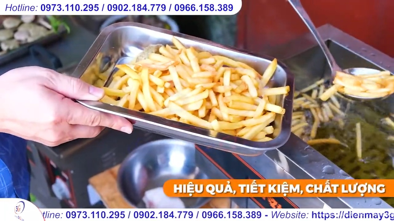 Combo bếp chiên tách dầu 50 lít và tủ trưng bày giữ nóng thực phẩm 2 tầng 3 khay