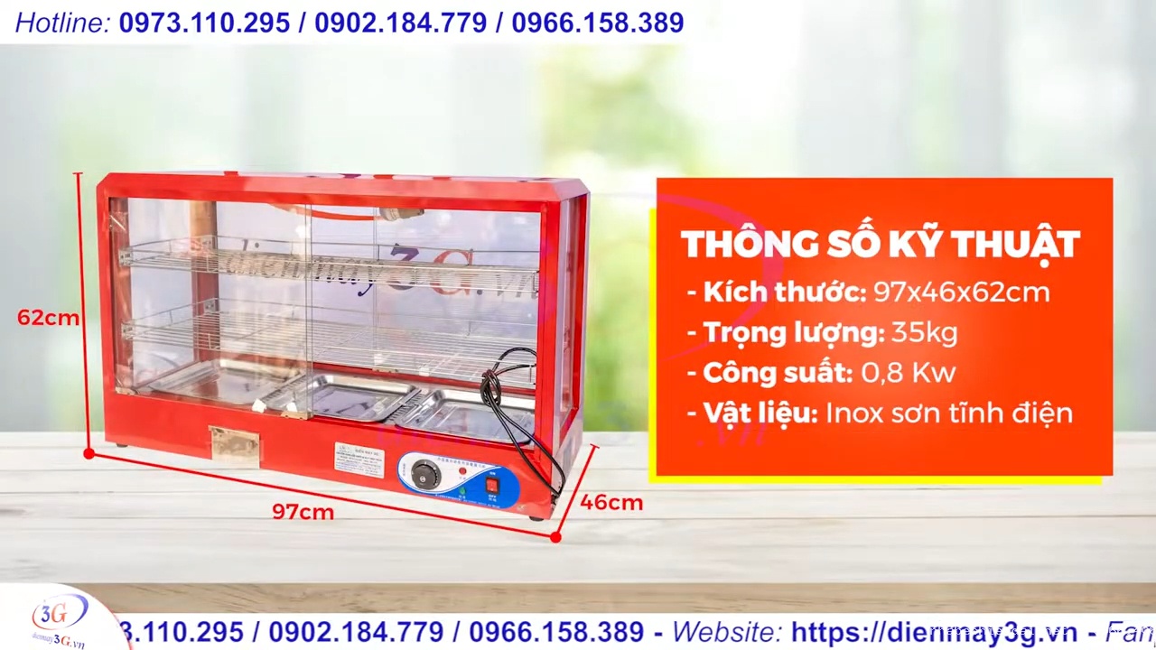 Combo bếp chiên tách dầu 50 lít và tủ trưng bày giữ nóng thực phẩm 2 tầng 3 khay