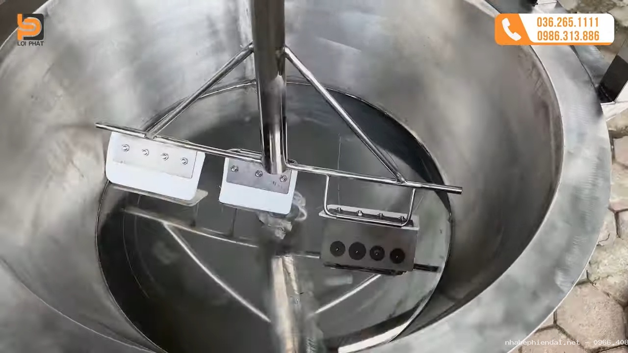 Chảo xào 3 lớp inox 304 có cánh khuấy công suất 15kg