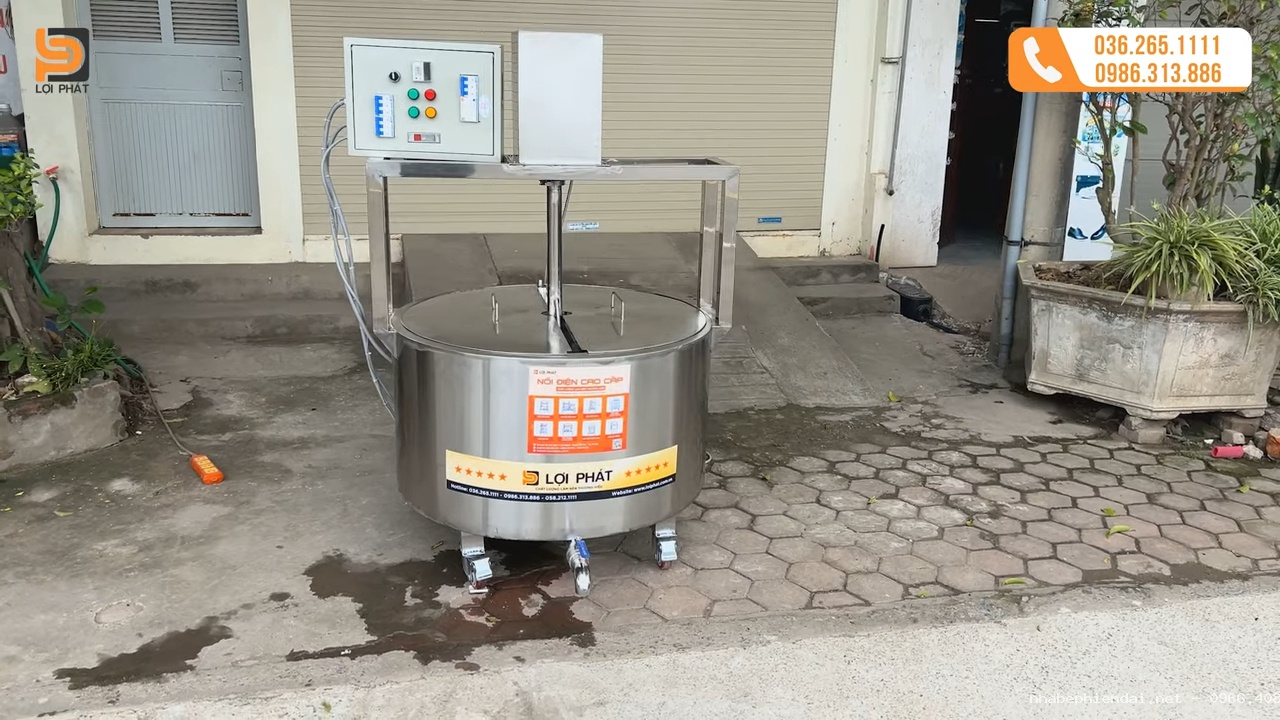 Chảo xào 3 lớp inox 304 có cánh khuấy công suất 15kg