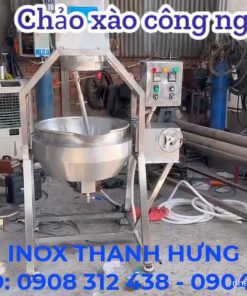 Chảo xào nhân công nghiệp điện tự động 50 lít inox 304 gia nhiệt cách thủy điện 1 pha