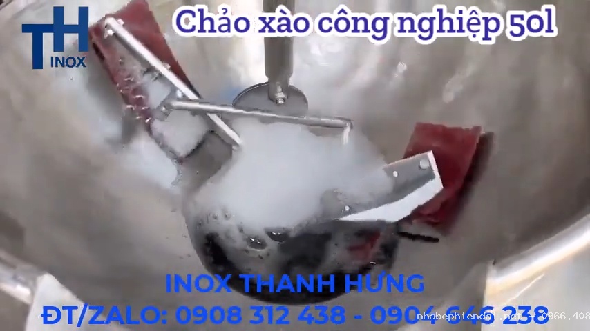 Chảo xào nhân công nghiệp điện tự động 50 lít inox 304 gia nhiệt cách thủy điện 1 pha