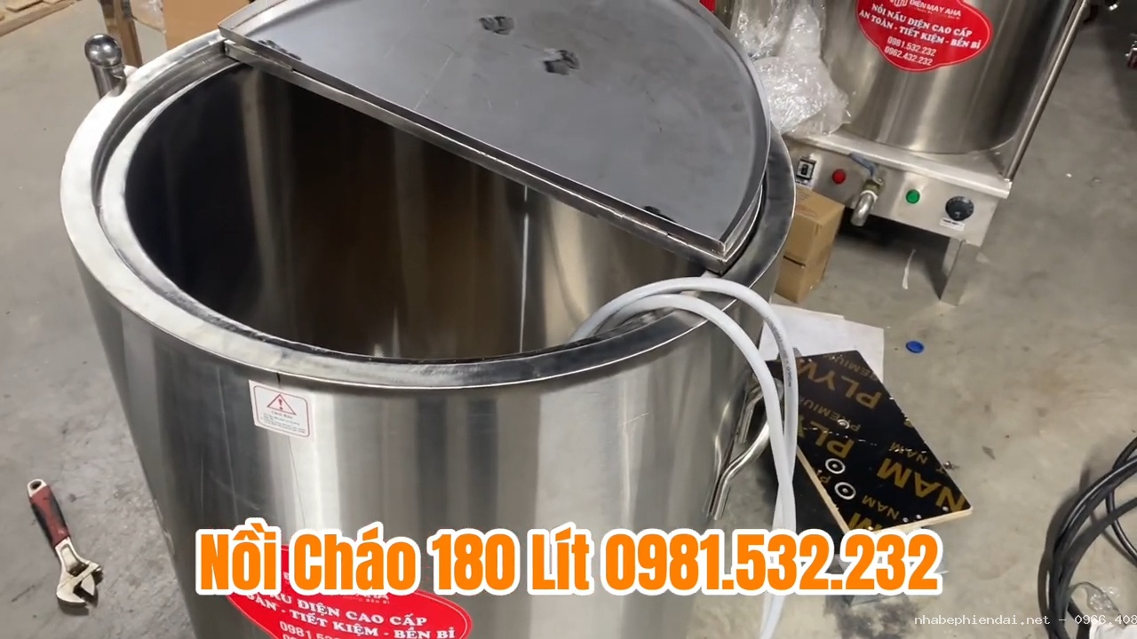 Nồi nấu cháo 180L inox 304 truyền nhiệt bằng dầu