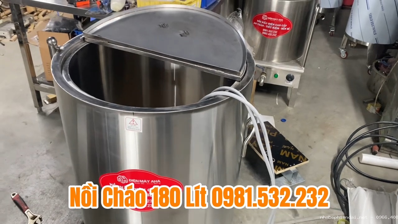 Nồi nấu cháo 180L inox 304 truyền nhiệt bằng dầu