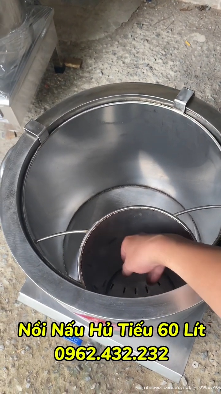 Nồi nấu hủ tiếu 60L inox 304 thiết kế có ngăn chứa nước dùng tiện lợi