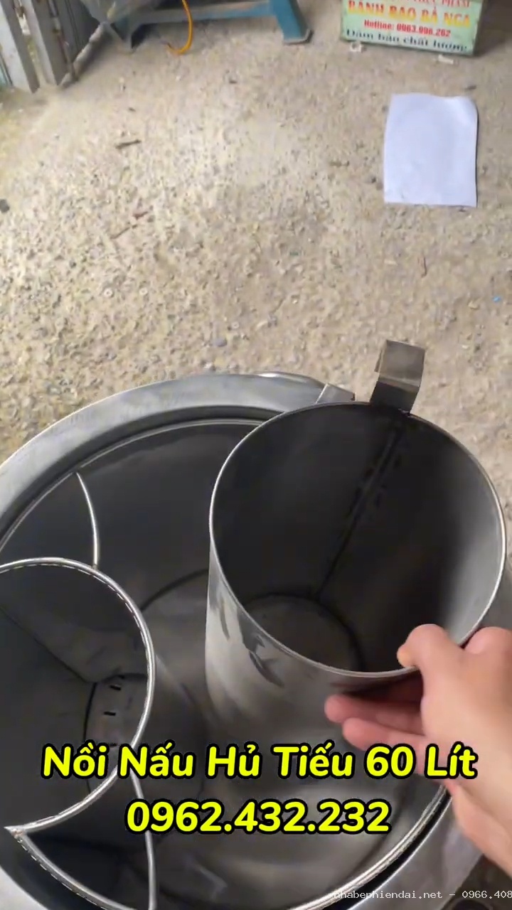 Nồi nấu hủ tiếu 60L inox 304 thiết kế có ngăn chứa nước dùng tiện lợi