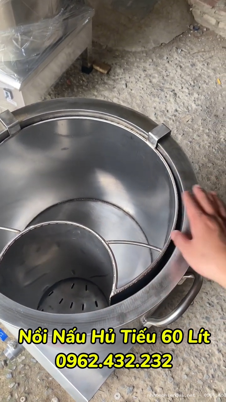 Nồi nấu hủ tiếu 60L inox 304 thiết kế có ngăn chứa nước dùng tiện lợi
