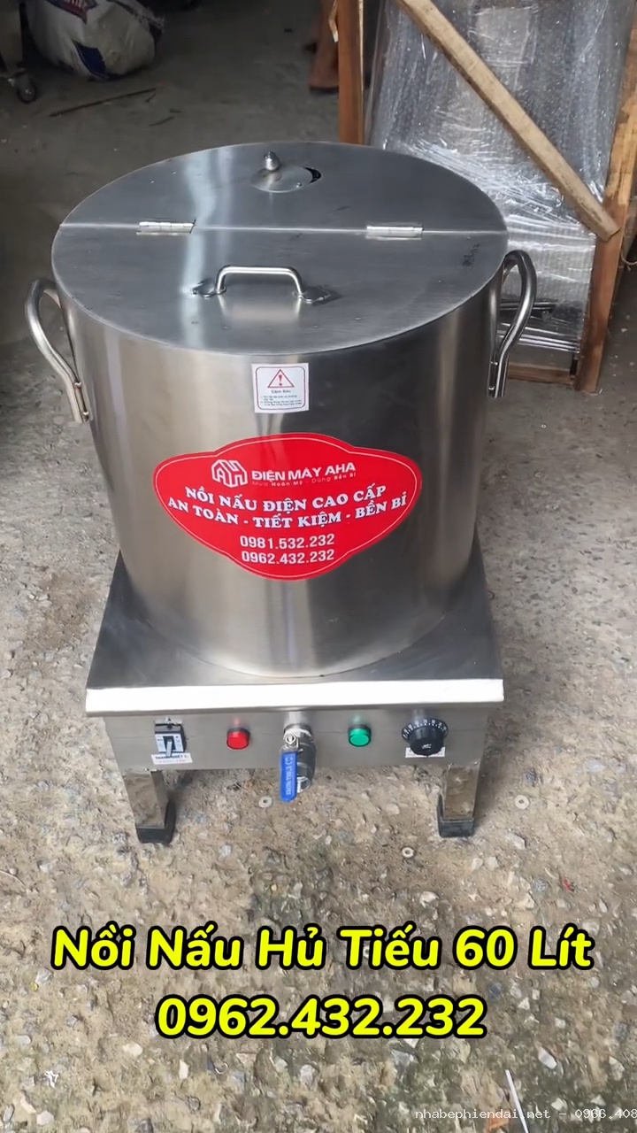 Nồi nấu hủ tiếu 60L inox 304 thiết kế có ngăn chứa nước dùng tiện lợi