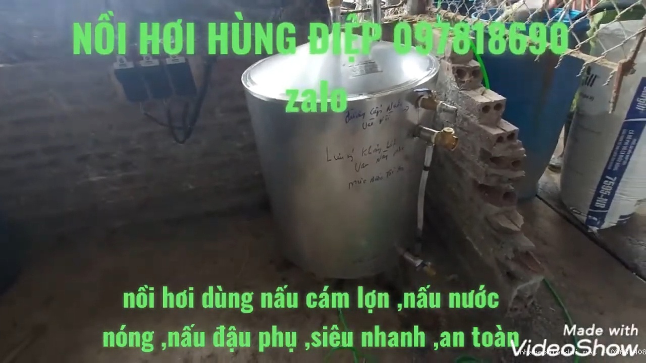 Nồi hơi đun nước xông hơi 200 lít dùng điện 3 pha nấu cám bò