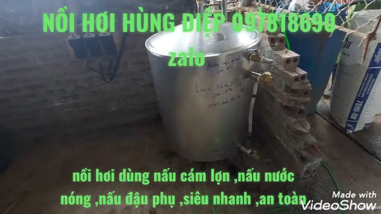 Nồi hơi đun nước xông hơi 200 lít dùng điện 3 pha nấu cám bò