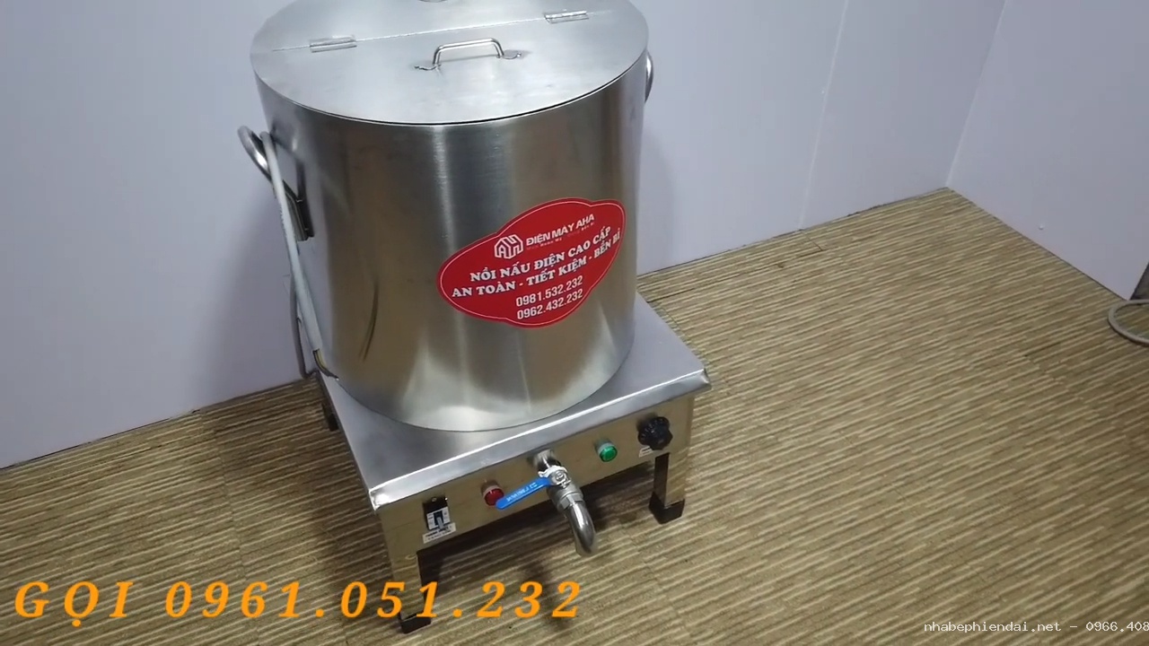 Nồi luộc bánh chưng inox 304 3 lớp dùng điện 1 pha