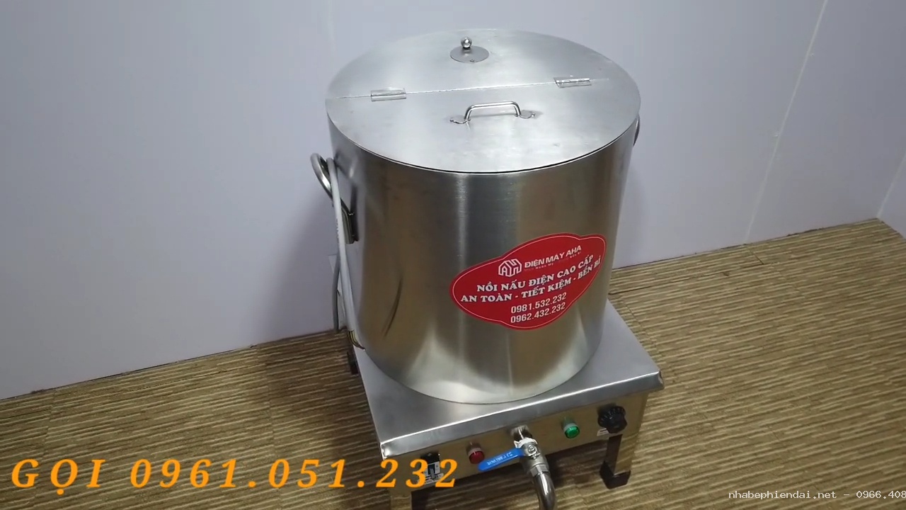 Nồi luộc bánh chưng inox 304 3 lớp dùng điện 1 pha